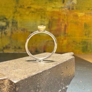 Ring Weißgold mit Brillant in Feingold gefasst